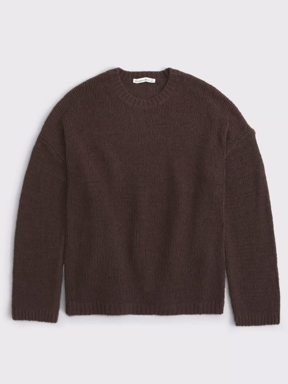 Open-Stitch Textural Crew Sweater - Dark Coffee